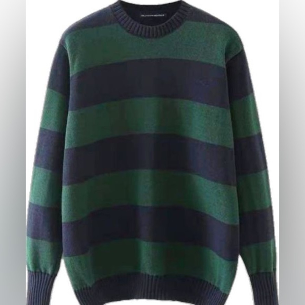 Brandy Melville Iconic Striped Green and Black Sweater